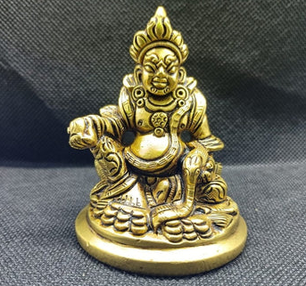 Super Fine Quality Pure Brass Kuber Idol Statue, Hindu Religion God Sculpture, God of Wealth